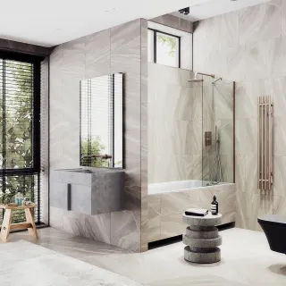 Шторка на ванну MaybahGlass MGV-248-2ш 30см бронза